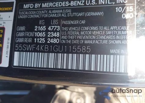 2016 Mercedes-Benz C 300 4Matic/Luxury 4Matic/Sport 4Matic из США, поврежденный, VIN 55SWF4KB1GU115585